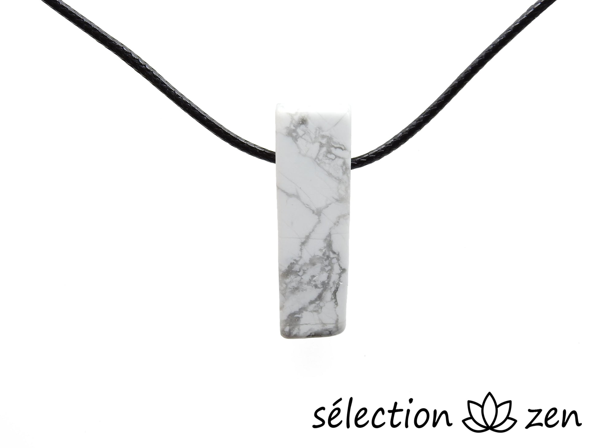 collier howlite blanche pierre sur cordon selection-zen