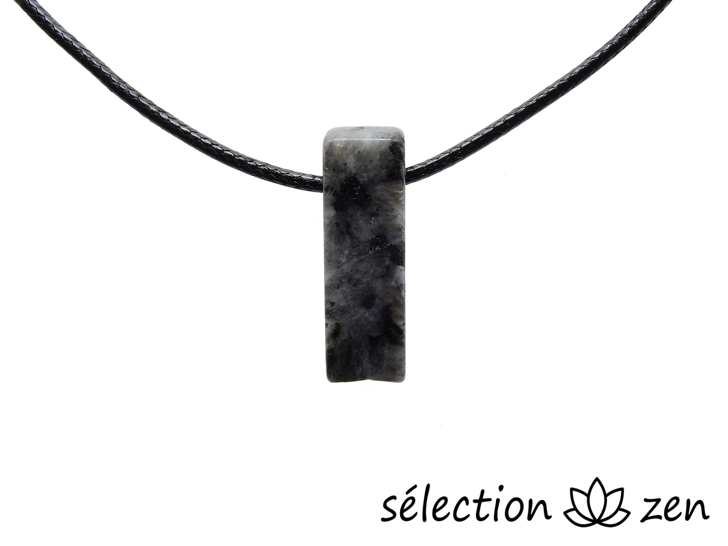 selection zen collier larvikite pierre sur cordon