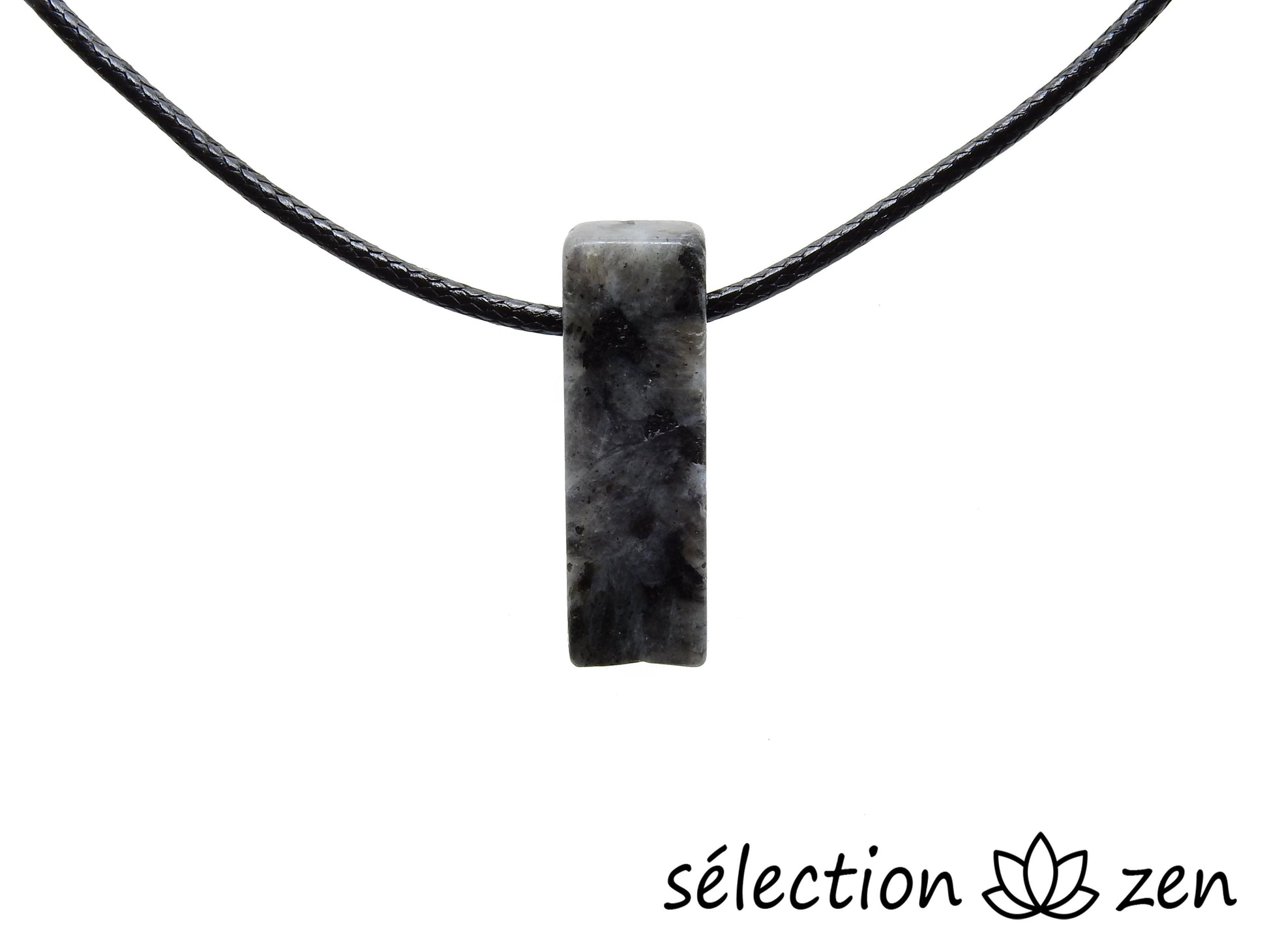 selection zen collier larvikite pierre sur cordon