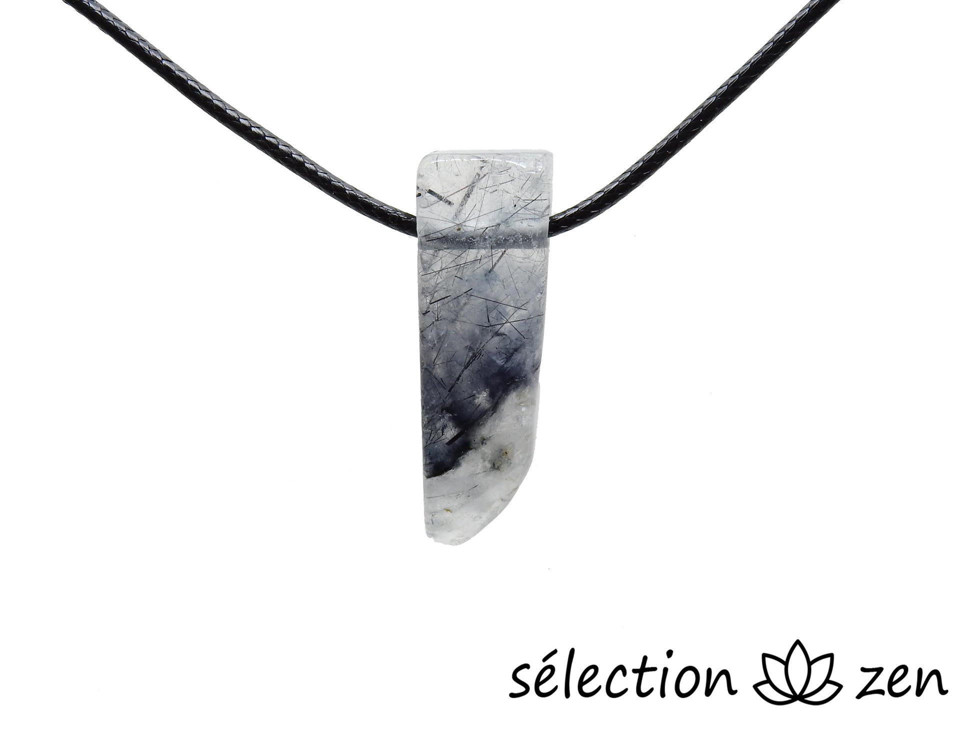 selection zen collier quartz tourmaline pierre sur cordon
