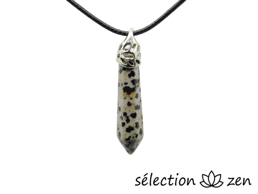 collier pointe longue jaspe dalmatien selection-zen