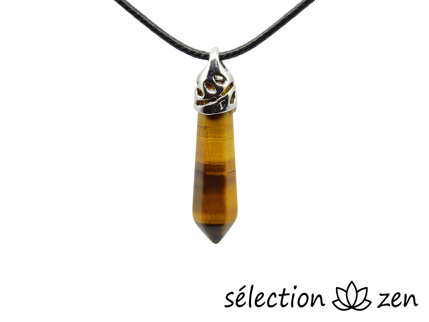 collier pointe longue oeil de tigre jaune selection-zen