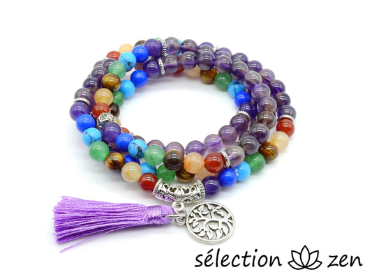 mala 6mm améthyste 7 chakras arbre de vie selection-zen