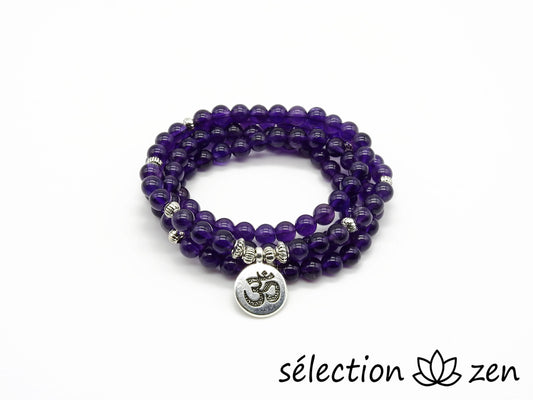 mala 6mm améthyste avec médaillon om selection-zen