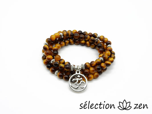 mala 6mm oeil de tigre jaune avec médaillon om selection-zen