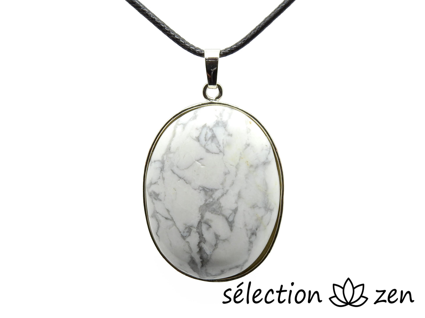 pendentif howlite blanche ovale 30x40mm selection zen