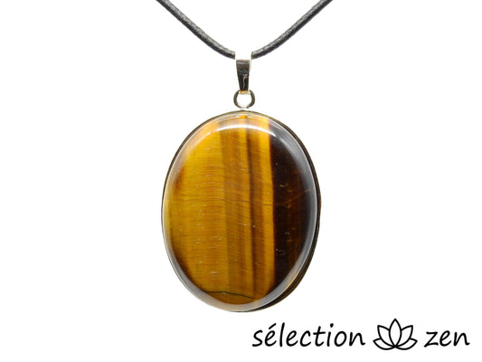 pendentif ovale 30x40mm oeil de tigre jaune selection-zen