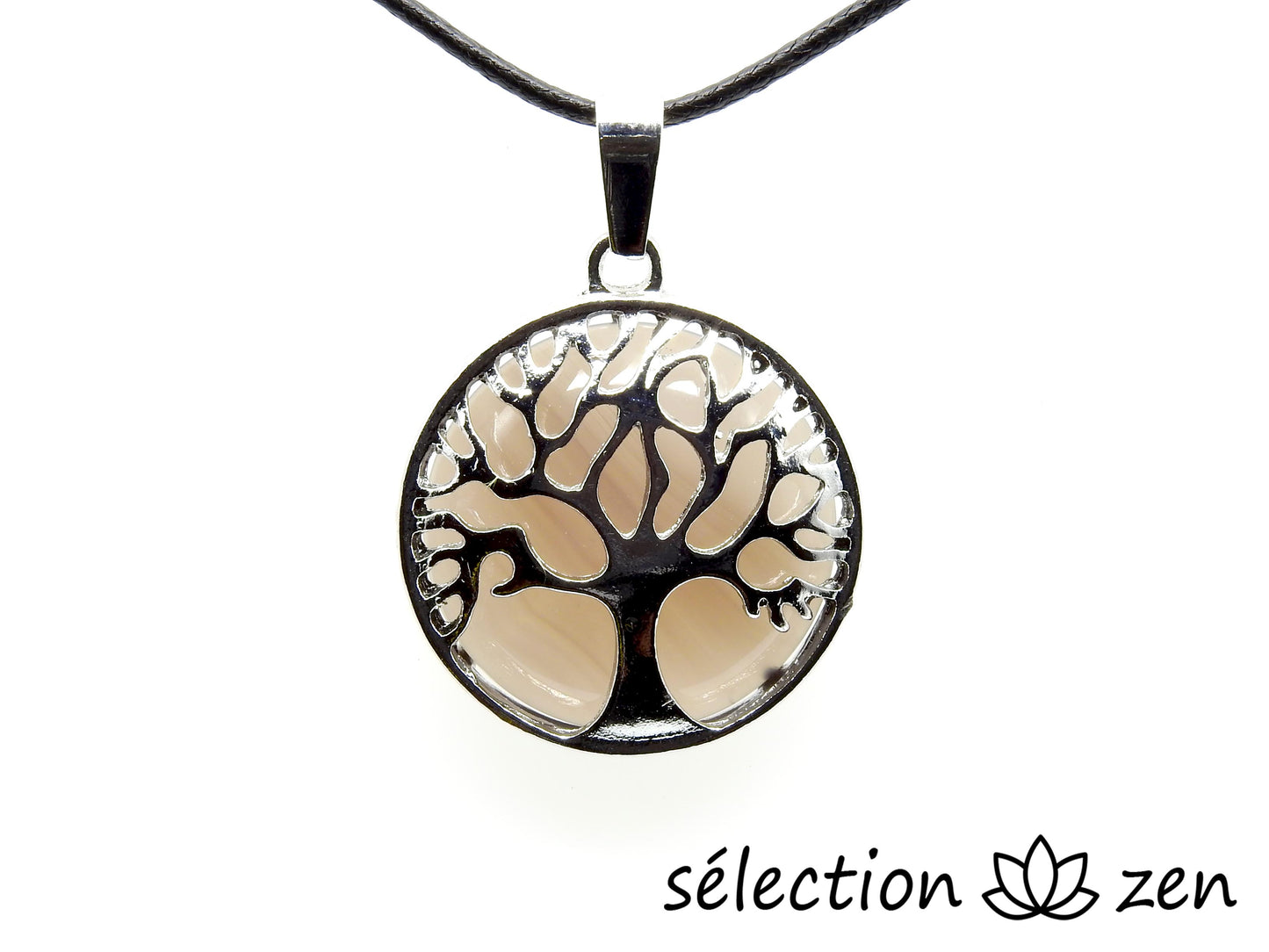 pendentif arbre de vie agate grise selection zen