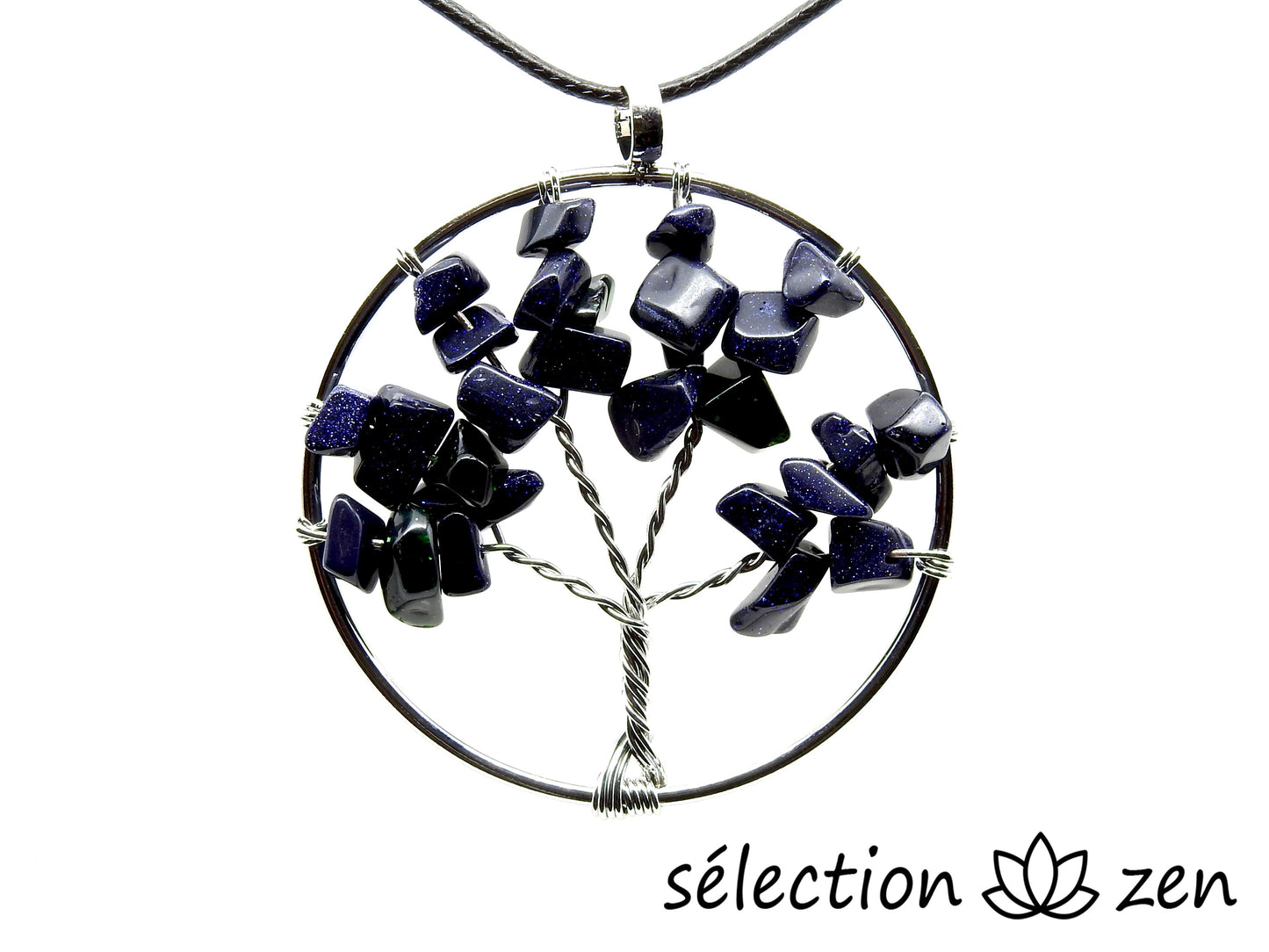 pendentif arbre de vie pierre de sable bleu 5cm selection-zen