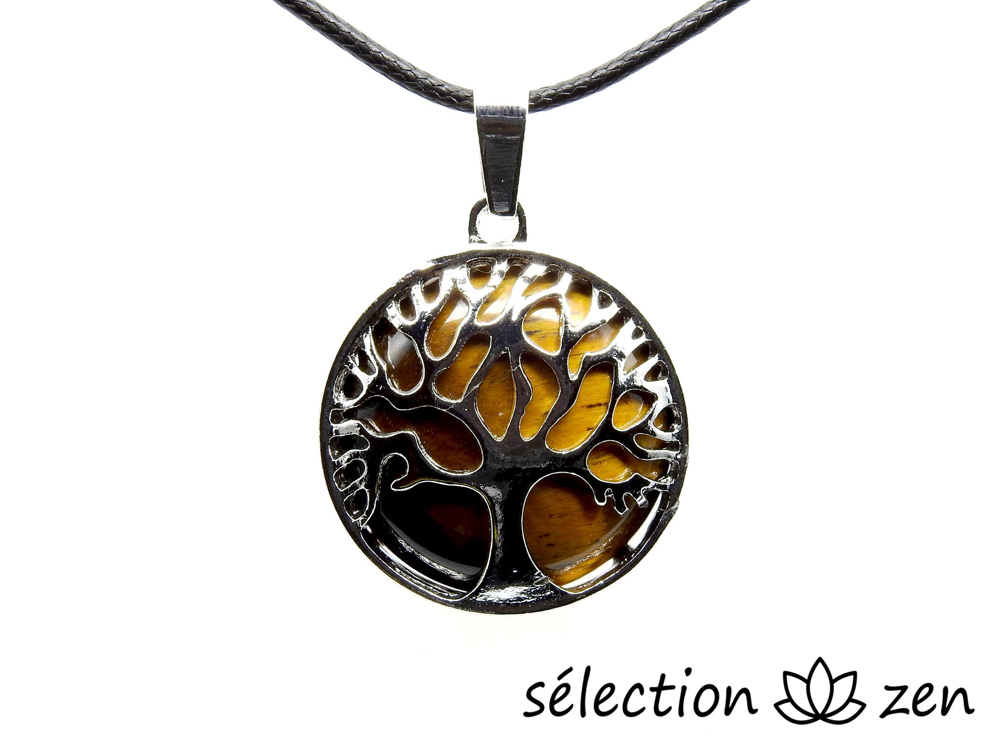 pendentif œil de tigre jaune arbre de vie selection-zen