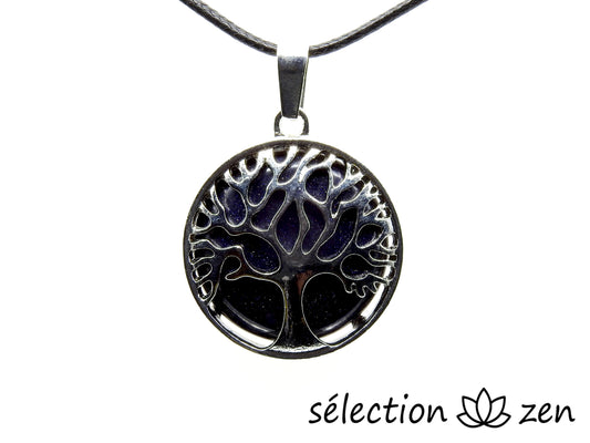 pendentif arbre de vie pierre de sable bleu selection zen