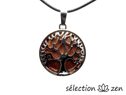 pendentif pierre de sable marron arbre de vie selection-zen