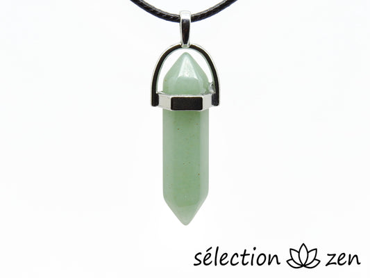 pendentif double pointe aventurine support argenté sélection-zen