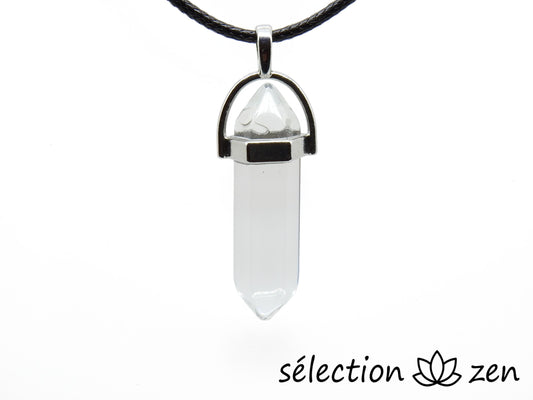 pendentif double pointe cristal de roche argenté selection-zen