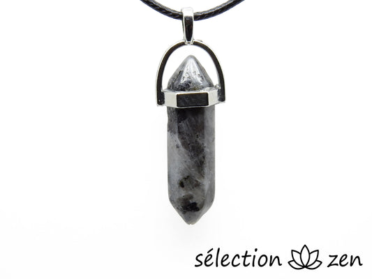 pendentif argenté double pointe larvikite selection-zen