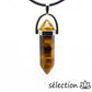 pendentif argenté double pointe oeil de tigre jaune selection-zen