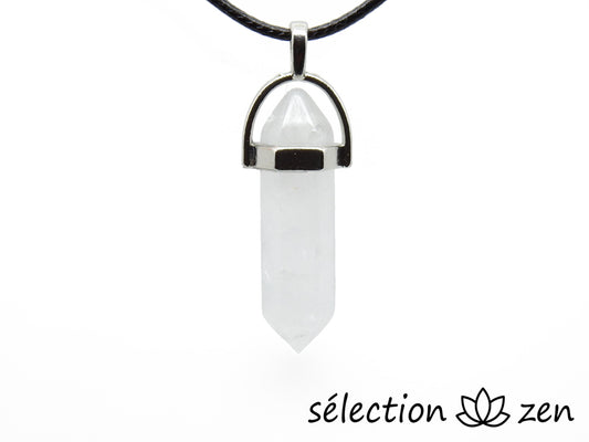 pendentif argenté quartz blanc double pointe selection-zen