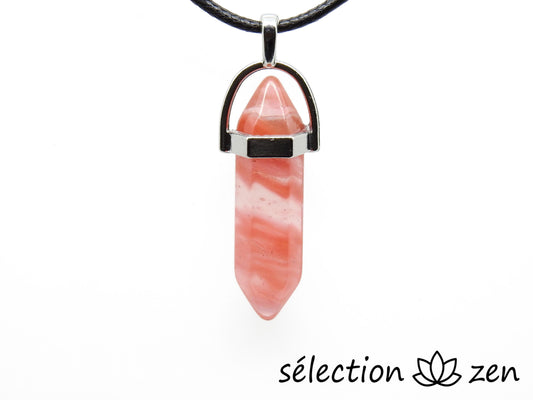 pendentif argenté quartz rose double pointe selection-zen