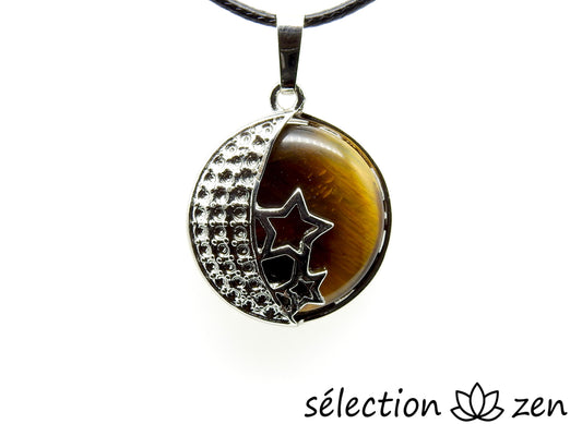 pendentif astral oeil de tigre jaune selection-zen