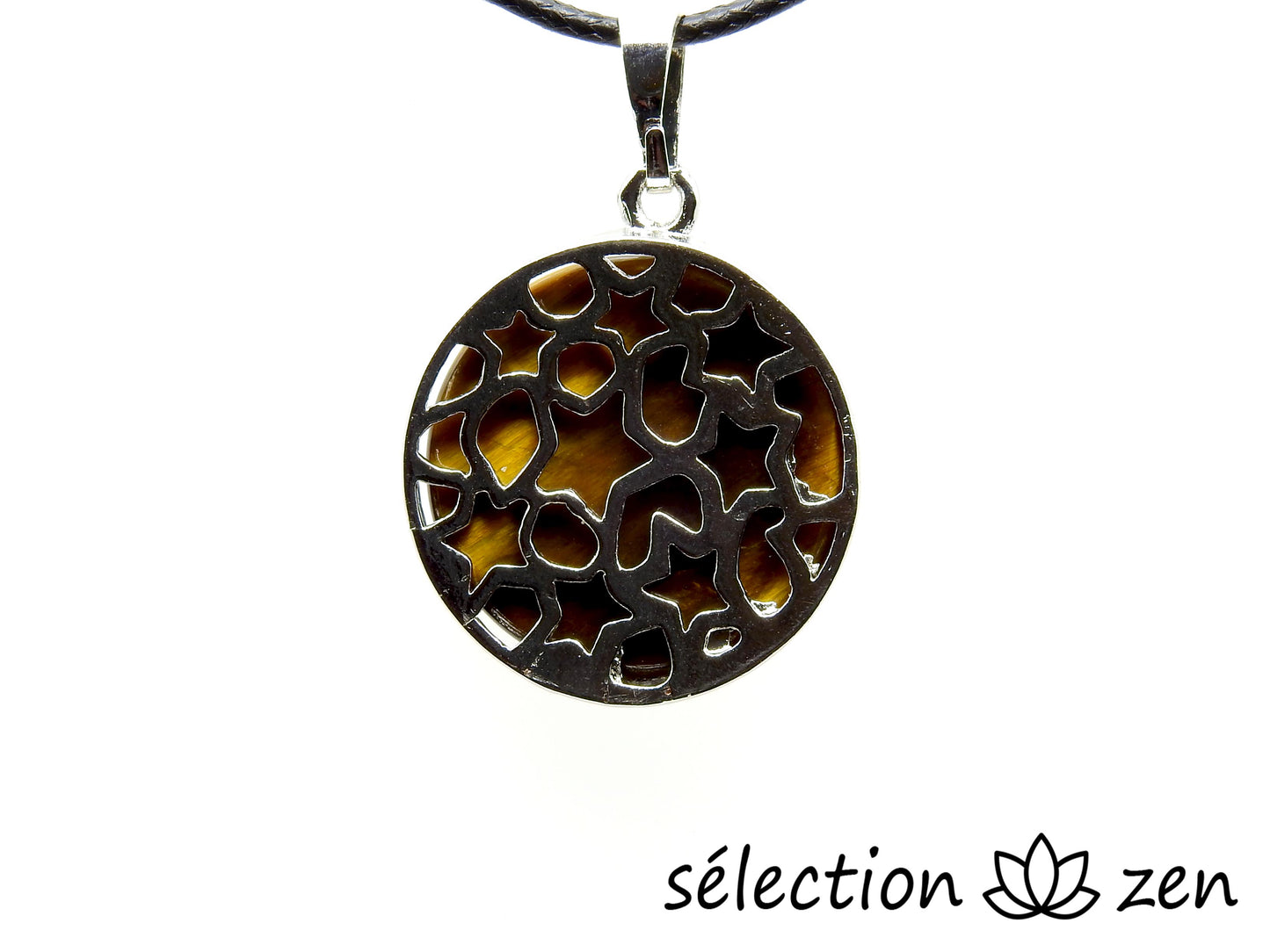 selection zen pendentif astral œil de tigre jaune