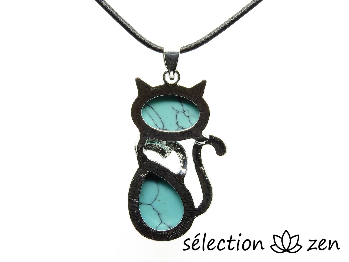 selection zen pendentif chat howlite turquoise