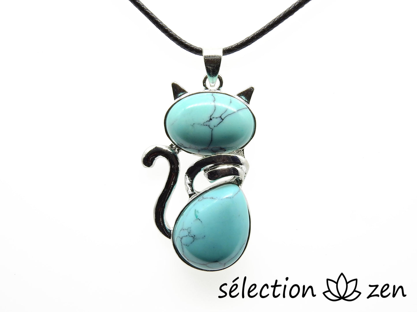 pendentif chat howlite turquoise selection-zen