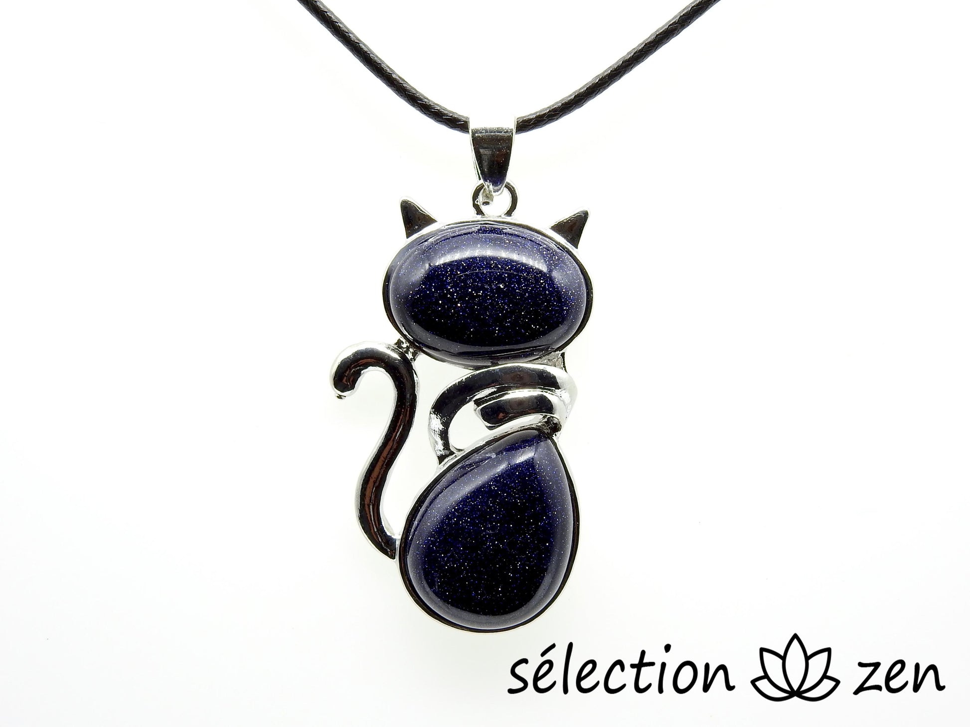 pendentif chat pierre de sable bleu selection-zen