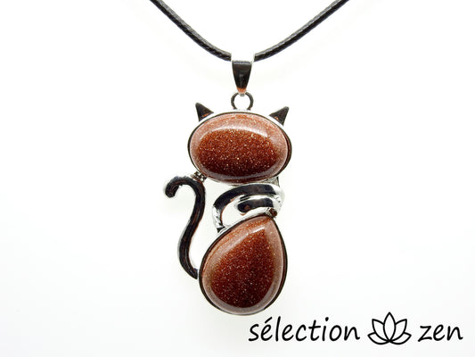 pendentif chat pierre de sable marron selection-zen