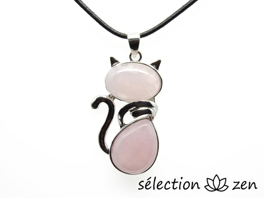 pendentif chat quartz rose selection-zen