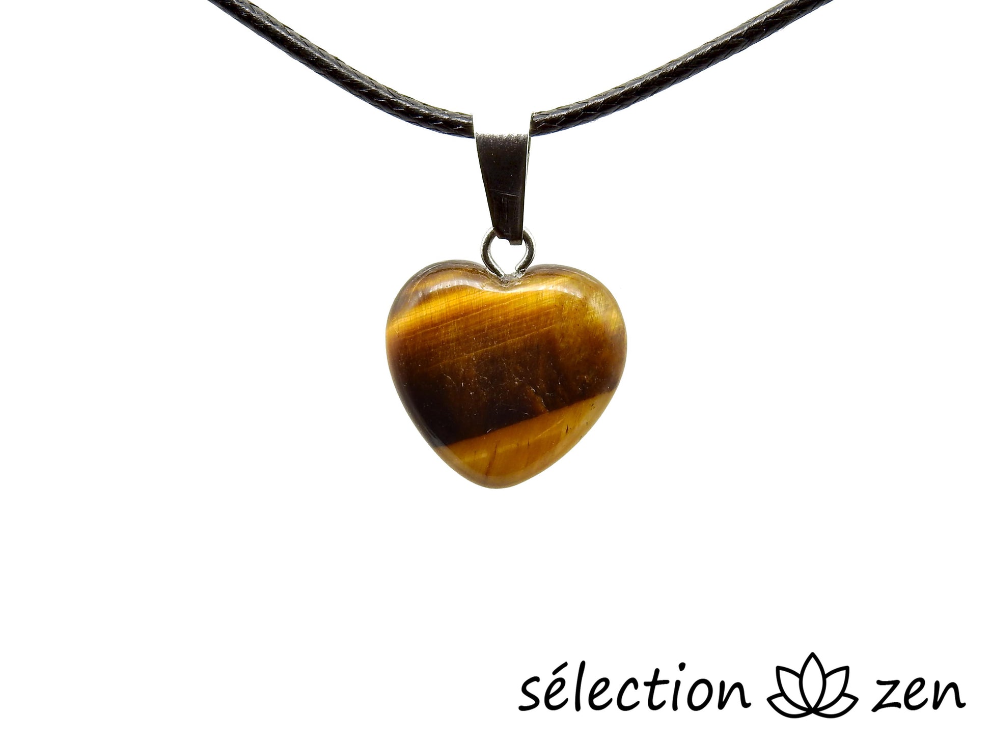 pendentif cœur 1.5cm œil de tigre jaune selection-zen