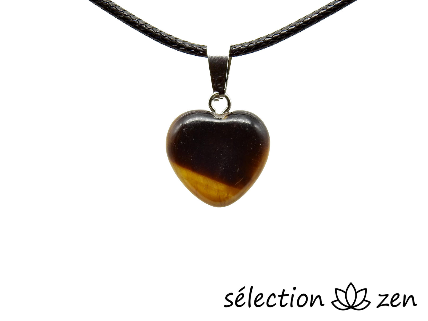 selection zen pendentif cœur 1.5cm œil de tigre jaune