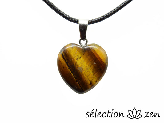 pendentif oeil de tigre jaune coeur 2cm selection zen