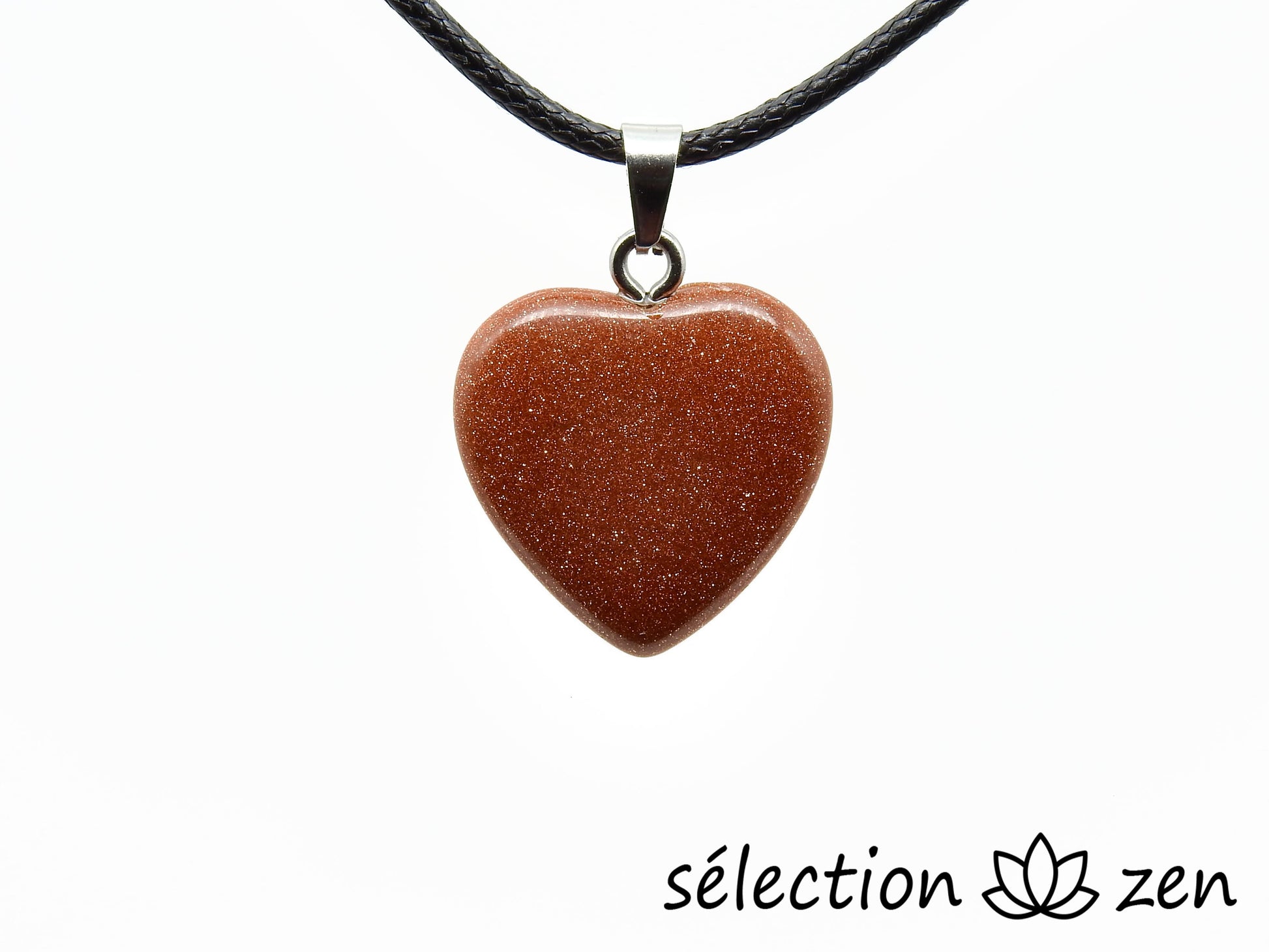 pendentif coeur 2cm pierre de sable marron selection-zen