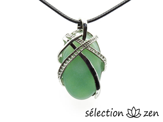 pendentif aventurine ovale croisé selection-zen