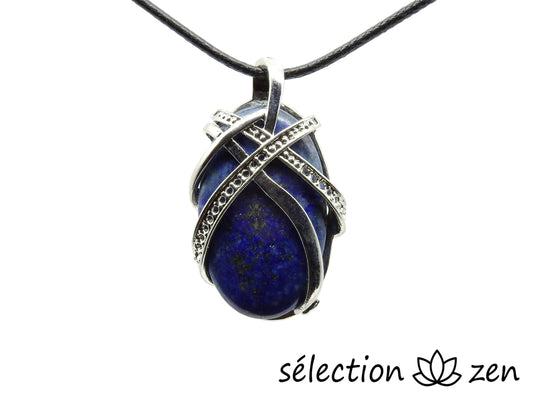 selection-zen pendentif ovale croisé lapis lazuli