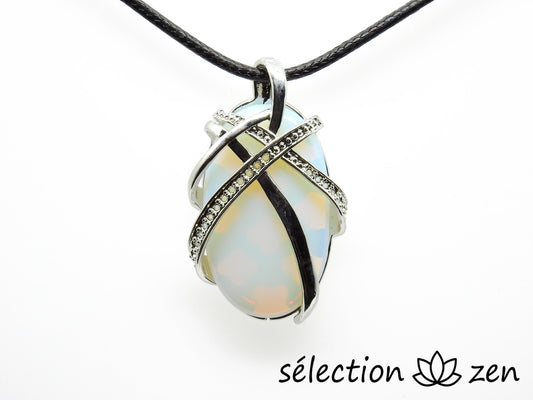 pendentif ovale croisé opalite selection zen