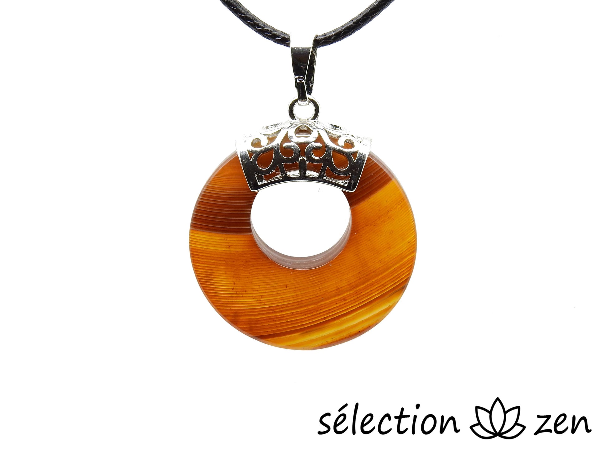 pendentif donut 2,8cm agate marron selection-zen