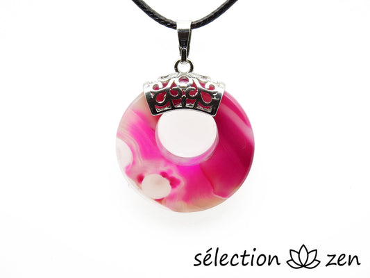 pendentif donut 2,8cm agate rose selection-zen