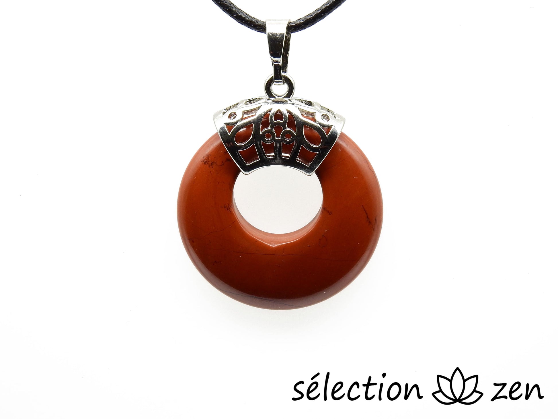 pendentif donut 2,8cm jaspe rouge selection-zen