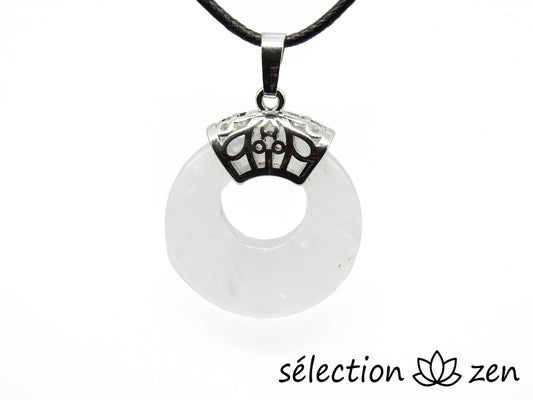 pendentif donut 2,8cm quartz blanc selection-zen