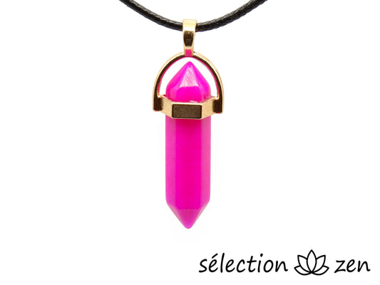 selection zen pendentif doré double pointe agate rose