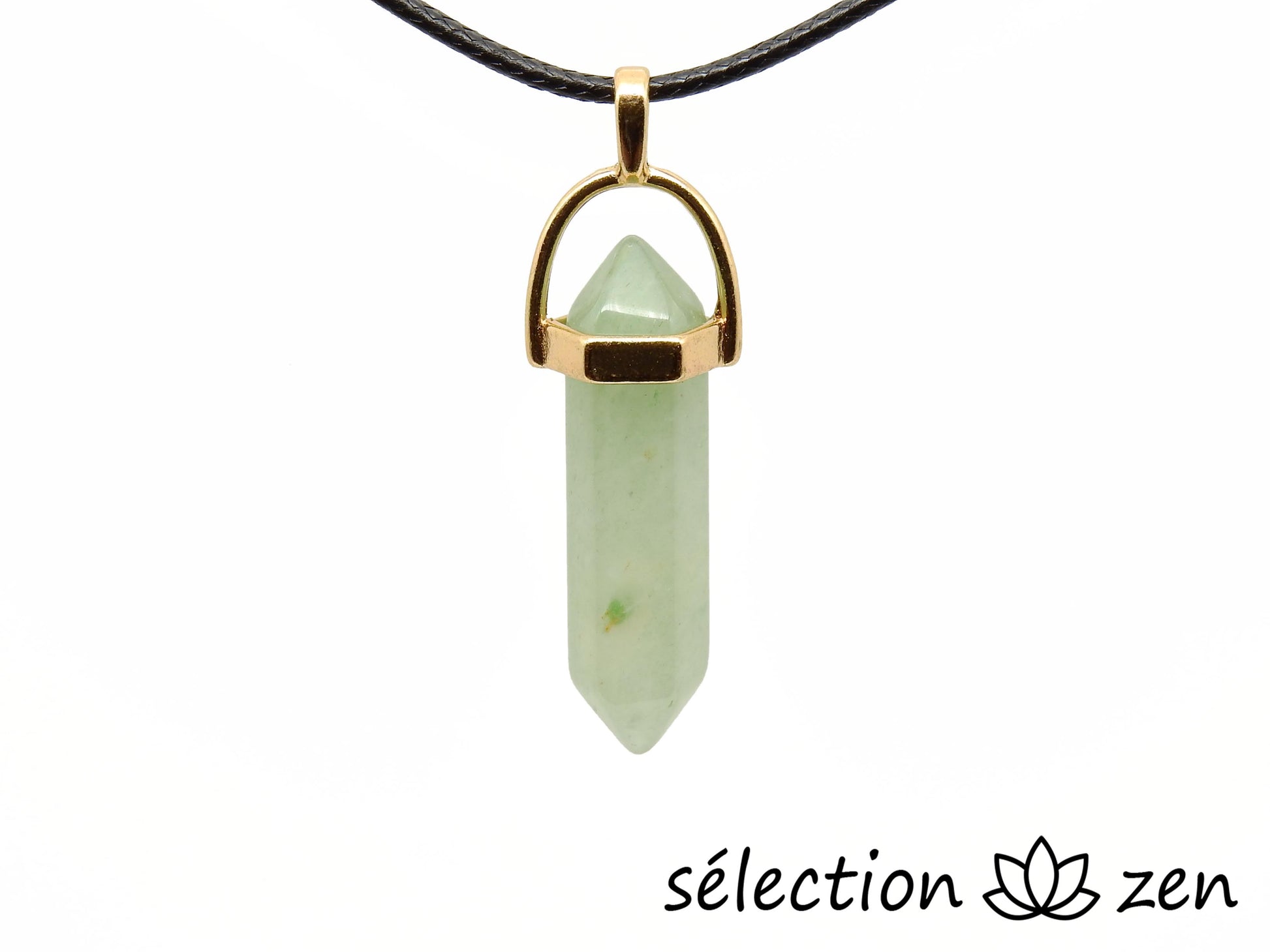 pendentif doré double pointe aventurine selection-zen