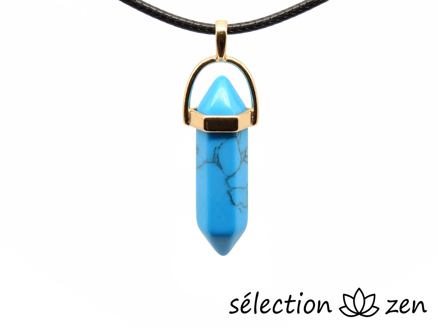 selection zen pendentif doré double pointe howlite bleue