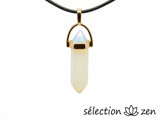 selection zen pendentif doré double pointe opalite