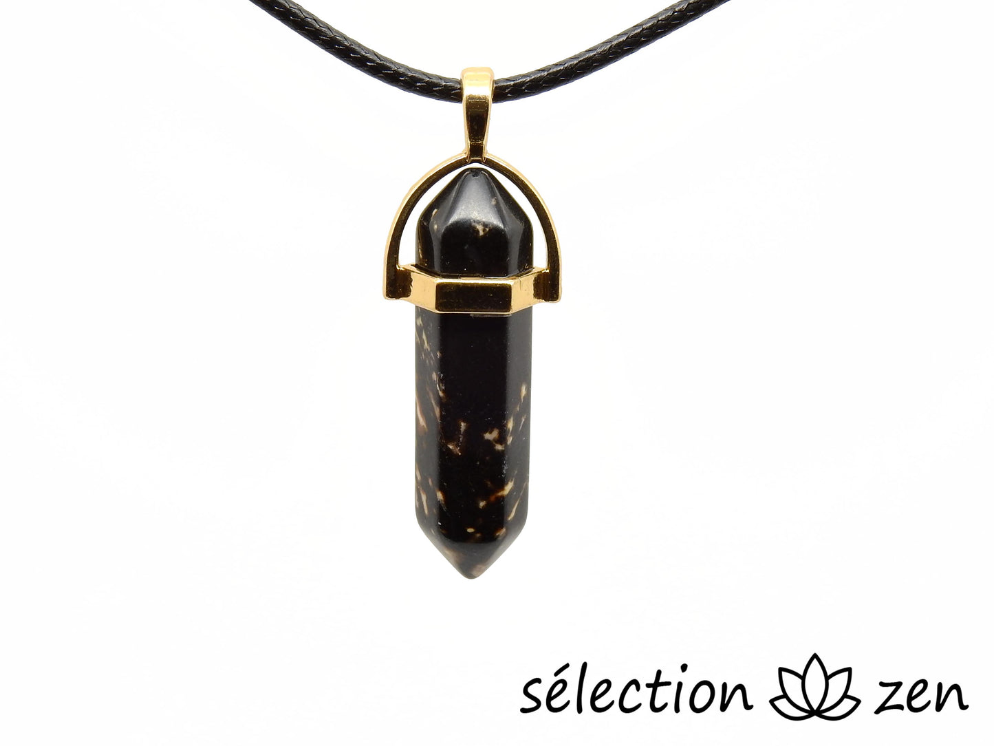 selection-zen pendentif doré double pointe rhodonite