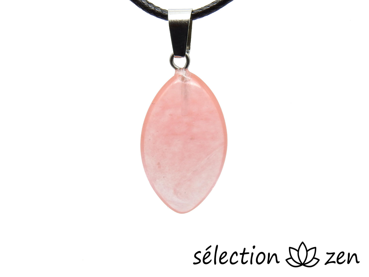 selection-zen pendentif ellipse quartz cerise