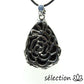 pendentif goutte fleurs agate noire selection-zen