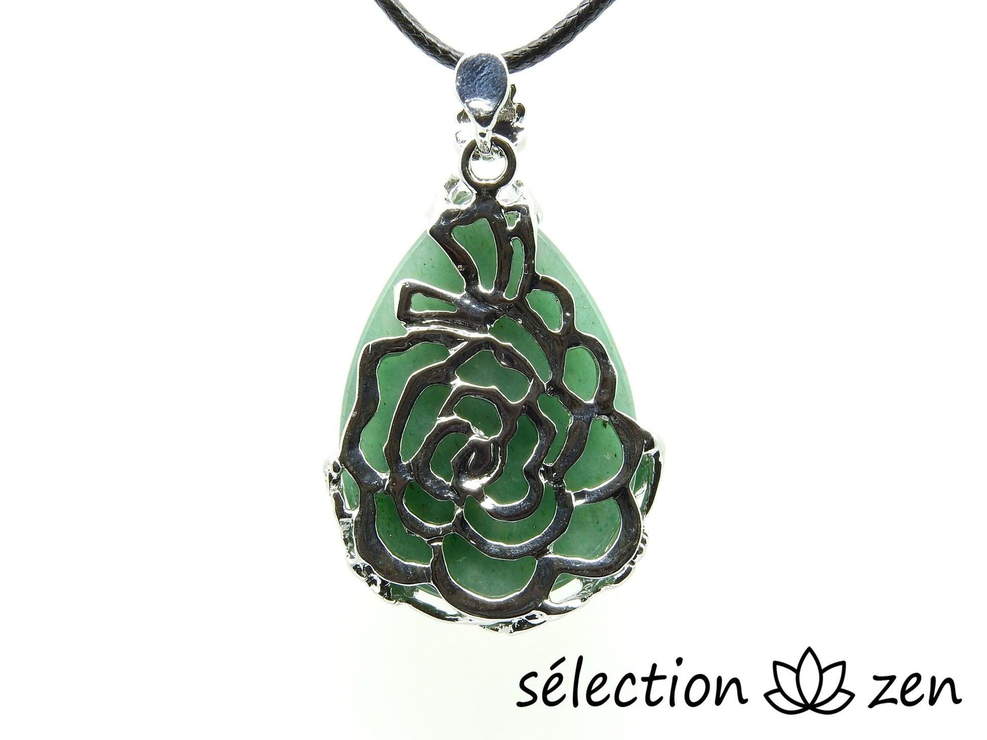 selection zen pendentif goutte fleurs aventurine