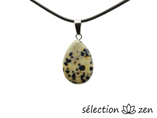 pendentif goutte plate jaspe dalmatien selection-zen