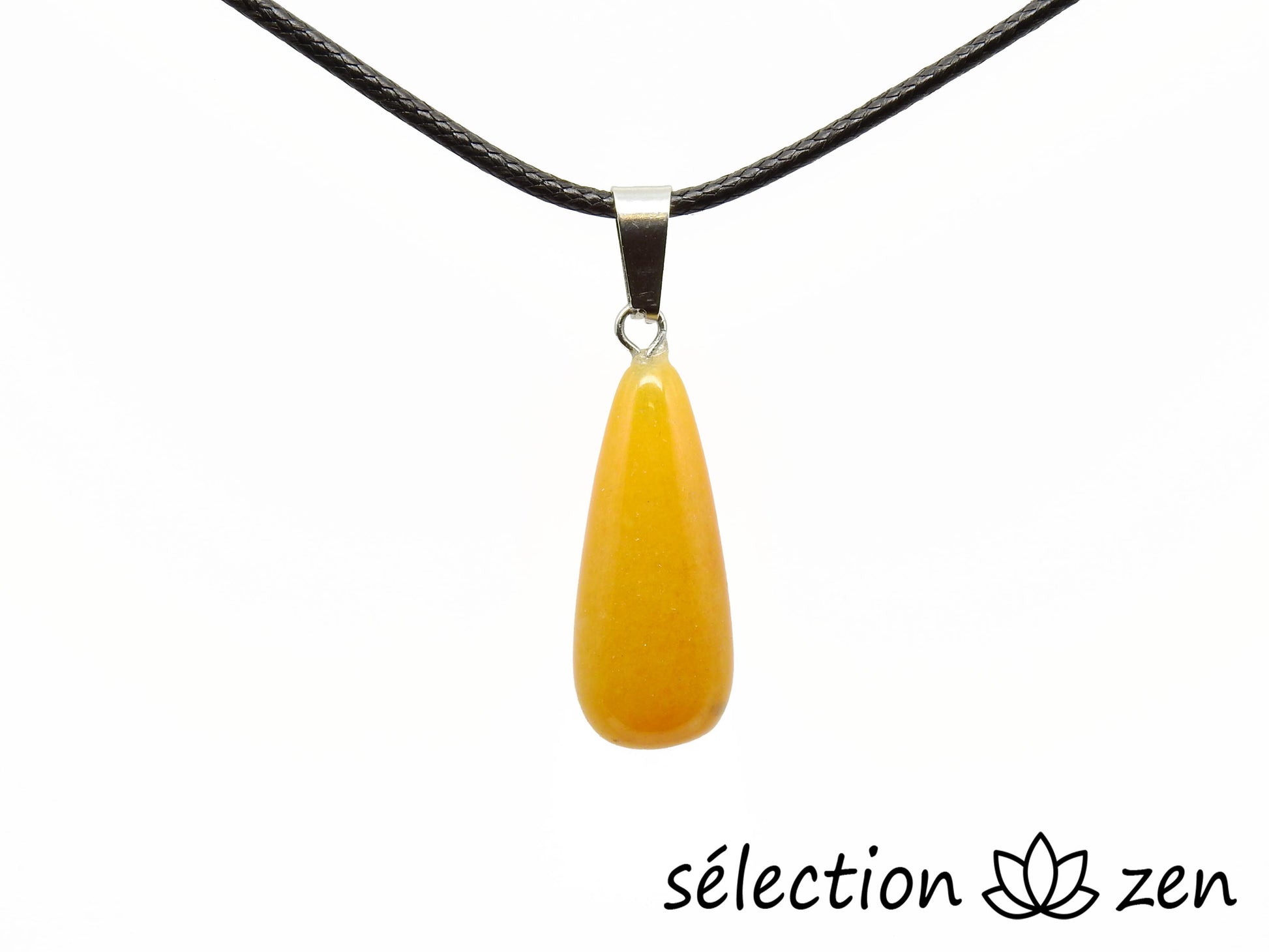 pendentif goutte longue calcite orange selection zen